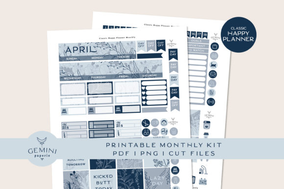 Download Monthly Printable Planner Sticker Kit - Monthly printable planner Collection