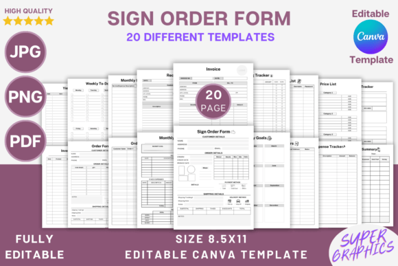 Download Editable Sign Order Form Canva Template - Order form Collection