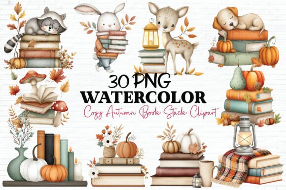 Download Cozy-autumn-book-stack-clipart - Premium Resources