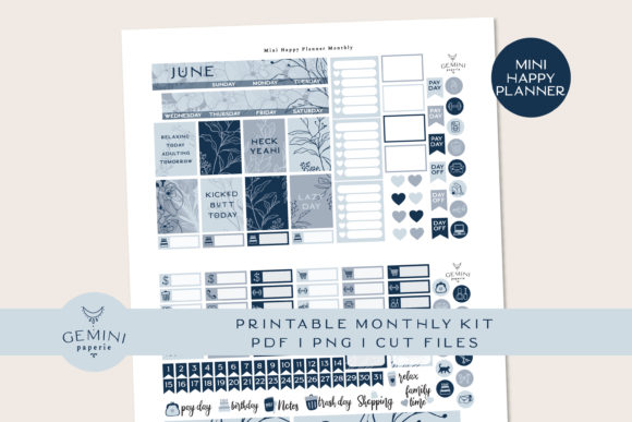 Download Monthly Printable Planner Sticker Kit - Monthly printable planner Collection