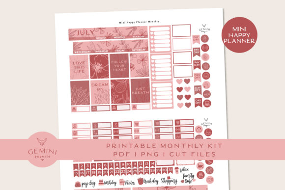 Download Monthly Printable Planner Sticker Kit - Monthly printable planner Collection