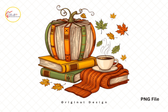 Download Cozy Autumn Reader Fall Book Pumpkin PNG - Premium Resources